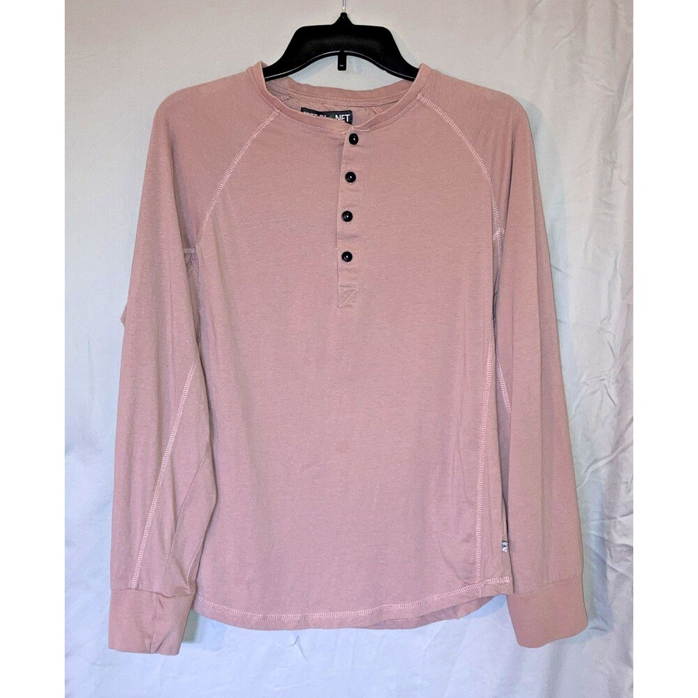 Free Planet Women’s M Blush Pink Long Sleeve Henley T-Shirt Organic Cotton
